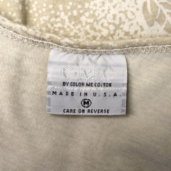 CMC Color Me Cotton Art to Wear shirt top Beige Floral Medium Made in USA - Picture 6 of 6